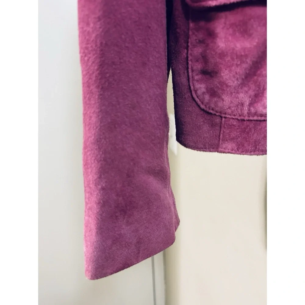 Y2K Valerie Stevens 100% Genuine Suede Leather Cropped Hot Pink Jacket Sz M